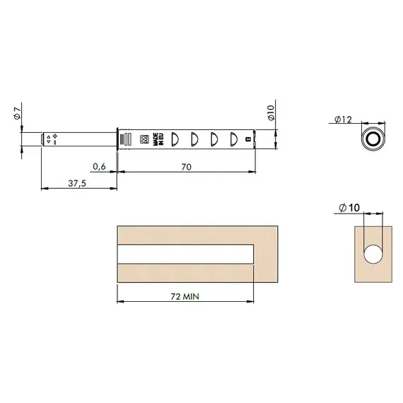 Толкатель Cubo 20N с резиновым наконечником, черный арт.944.R020.03 - 1