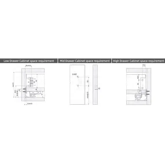 Боковые стенки ящика для направляющих CUBO, 350 мм, h=88 мм, серый арт.681-1350-7035