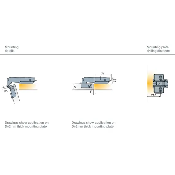 Петля мебельная Titus T-Type для фальшпанели 110/45/17 мм для машинной установки. Арт: 702-0D35-650-00 - 5