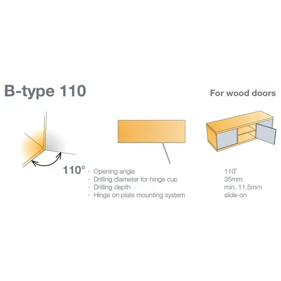 Петля B-type i3 с доводчиком Glissando 110/48/15 мм арт.242-0980-054-00 - 1