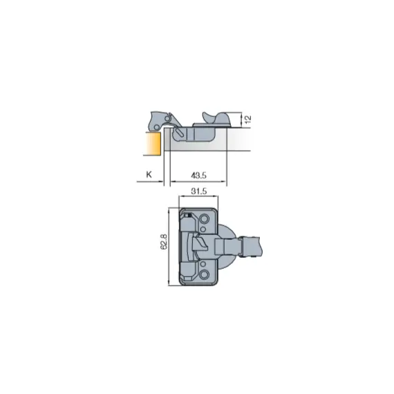 Петля мебельная Titus B-Type-i угловая 45 градусов 110/48/18 мм. Арт: 954-0168-650-00 - 7