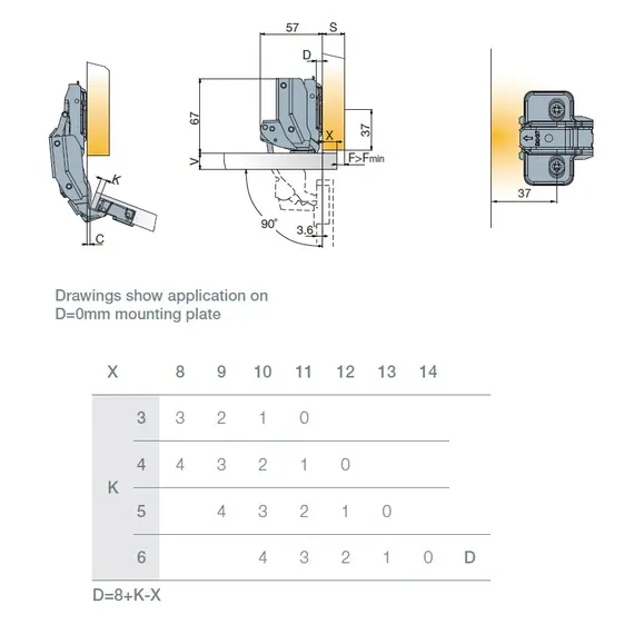 Петля T-type-i 170/48/5 мм с cистемой ускоренной сборки Easy-fix арт.701-0FS4-054-00 - 5
