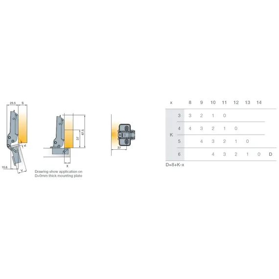 Петля мебельная Titus T-Type 90 градусов 110/48/5 мм с винтами. арт.702-0BL2-650-00 - 5