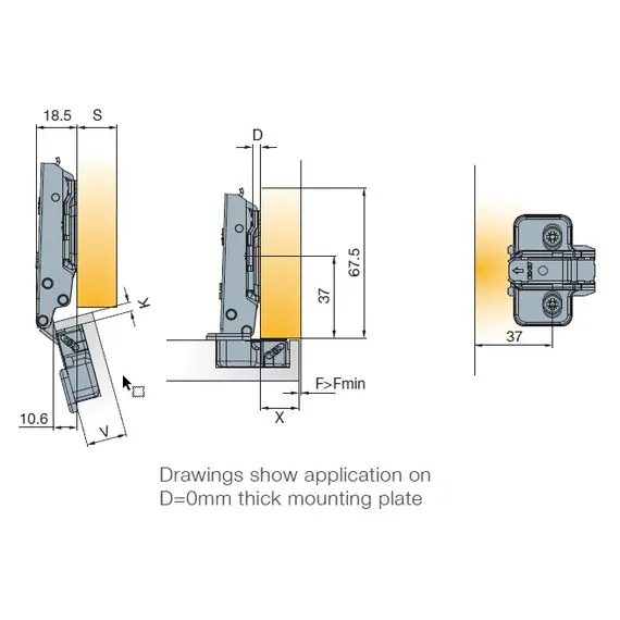 Петля T-type Glissando 110/52/0 мм арт.701-0AP0-054-00 - 4
