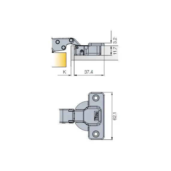 Петля T-type 110/48/0 мм Touch Opening арт.704-0672-054-00 - 2