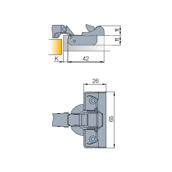 Петля B-type i3 с доводчиком Glissando угловая 45 110/45/9 мм арт.242-0C27-650-00 - 6