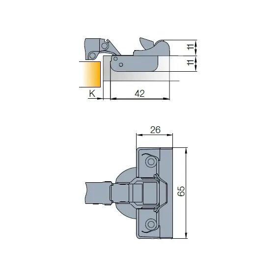 Петля B-type i3 с доводчиком Glissando угловая 45 110/45/18 мм арт.242-0H48-650-00 - 5