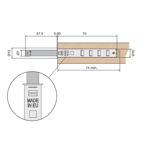 Толкатель Touch Latch с резиновым наконечником, серый арт.TL40.RG - 2