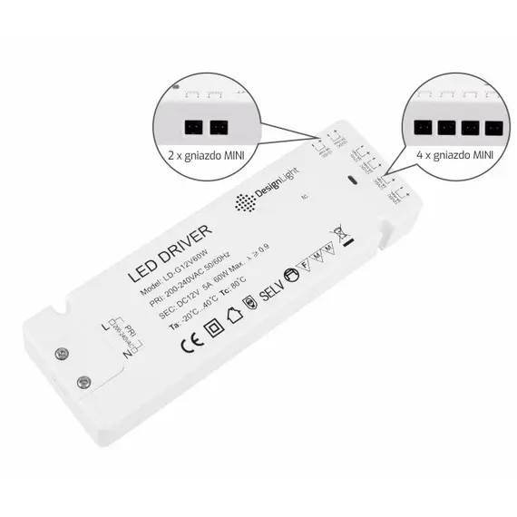 TRA-LD-60W-T-02 Блок питания светодиодных светильников TRA 60W/12VDC