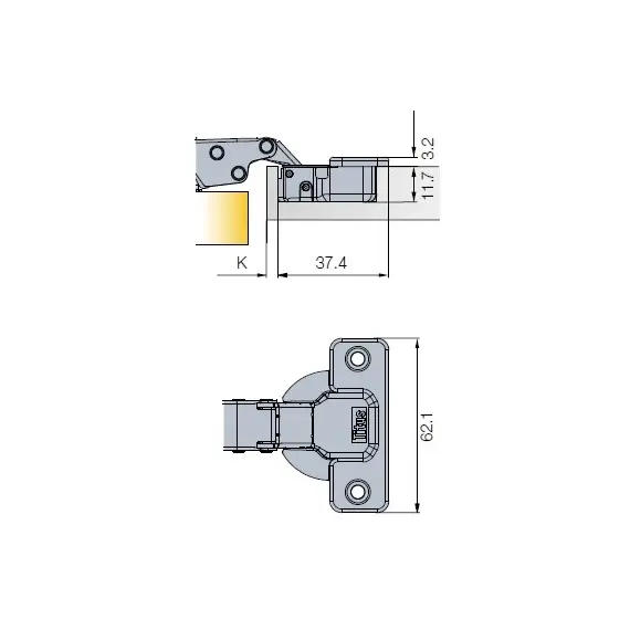 704-0604-054-00 Петля T-type 110/48/5 мм Touch Opening с cистемой Easy-fix - 2