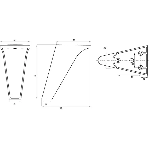 Нерег. ножка-опора X-038 120 DiPi ольха матовый - 1