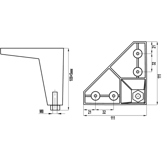 Рег. ножка-опора H-041 110 DiPi дуб серый - 1